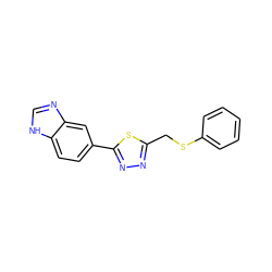 c1ccc(SCc2nnc(-c3ccc4[nH]cnc4c3)s2)cc1 ZINC000118801890