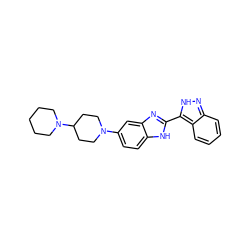 c1ccc2c(-c3nc4cc(N5CCC(N6CCCCC6)CC5)ccc4[nH]3)[nH]nc2c1 ZINC000036176915