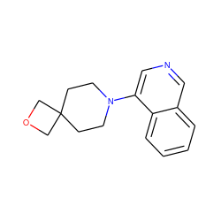 c1ccc2c(N3CCC4(CC3)COC4)cncc2c1 ZINC001772570239