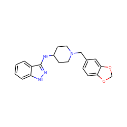 c1ccc2c(NC3CCN(Cc4ccc5c(c4)OCO5)CC3)n[nH]c2c1 ZINC000028529668