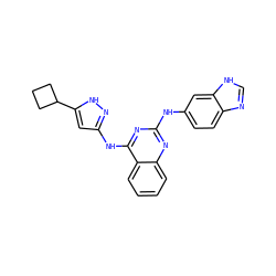 c1ccc2c(Nc3cc(C4CCC4)[nH]n3)nc(Nc3ccc4nc[nH]c4c3)nc2c1 ZINC000222072661