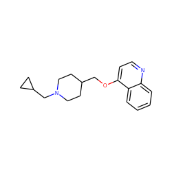 c1ccc2c(OCC3CCN(CC4CC4)CC3)ccnc2c1 ZINC000013730189