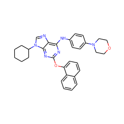 c1ccc2c(Oc3nc(Nc4ccc(N5CCOCC5)cc4)c4ncn(C5CCCCC5)c4n3)cccc2c1 ZINC000014806830