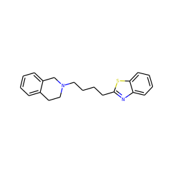 c1ccc2c(c1)CCN(CCCCc1nc3ccccc3s1)C2 ZINC000084670854