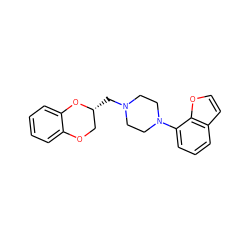 c1ccc2c(c1)OC[C@@H](CN1CCN(c3cccc4ccoc34)CC1)O2 ZINC000013738310