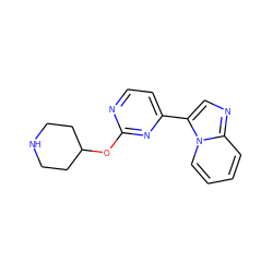 c1ccn2c(-c3ccnc(OC4CCNCC4)n3)cnc2c1 ZINC000040938875