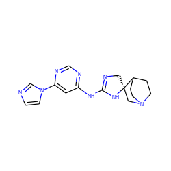 c1cn(-c2cc(NC3=NC[C@]4(CN5CCC4CC5)N3)ncn2)cn1 ZINC000210856859