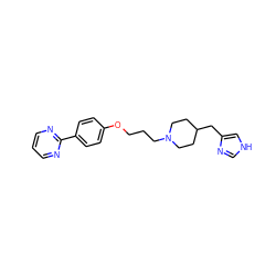 c1cnc(-c2ccc(OCCCN3CCC(Cc4c[nH]cn4)CC3)cc2)nc1 ZINC000028570440