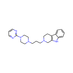 c1cnc(N2CCN(CCCN3CCc4c([nH]c5ccccc45)C3)CC2)nc1 ZINC000034169719