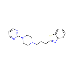 c1cnc(N2CCN(CCCc3nc4ccccc4s3)CC2)nc1 ZINC000169350288