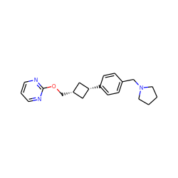 c1cnc(OC[C@H]2C[C@@H](c3ccc(CN4CCCC4)cc3)C2)nc1 ZINC000167531170