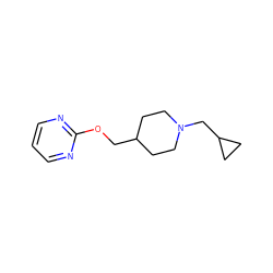 c1cnc(OCC2CCN(CC3CC3)CC2)nc1 ZINC000013730192