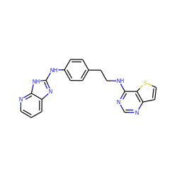 c1cnc2[nH]c(Nc3ccc(CCNc4ncnc5ccsc45)cc3)nc2c1 ZINC000048998440