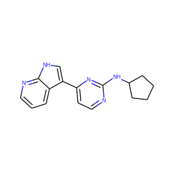 c1cnc2[nH]cc(-c3ccnc(NC4CCCC4)n3)c2c1 ZINC000072176616