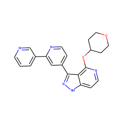 c1cncc(-c2cc(-c3n[nH]c4ccnc(OC5CCOCC5)c34)ccn2)c1 ZINC000114772259