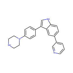 c1cncc(-c2ccc3[nH]cc(-c4ccc(N5CCNCC5)cc4)c3c2)c1 ZINC000073129651