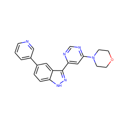 c1cncc(-c2ccc3[nH]nc(-c4cc(N5CCOCC5)ncn4)c3c2)c1 ZINC000225559521