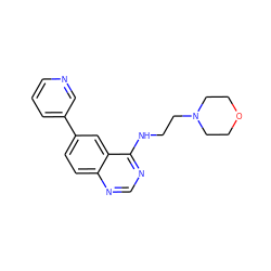 c1cncc(-c2ccc3ncnc(NCCN4CCOCC4)c3c2)c1 ZINC000033362341