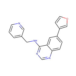 c1cncc(CNc2ncnc3ccc(-c4ccoc4)cc23)c1 ZINC000004258366