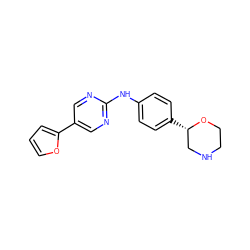 c1coc(-c2cnc(Nc3ccc([C@H]4CNCCO4)cc3)nc2)c1 ZINC000150006613