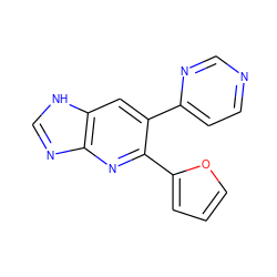 c1coc(-c2nc3nc[nH]c3cc2-c2ccncn2)c1 ZINC000049033736