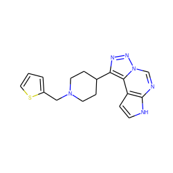 c1csc(CN2CCC(c3nnn4cnc5[nH]ccc5c34)CC2)c1 ZINC001772584198