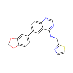 c1csc(CNc2ncnc3ccc(-c4ccc5c(c4)OCO5)cc23)n1 ZINC000066156852