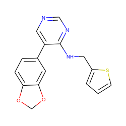 c1csc(CNc2ncncc2-c2ccc3c(c2)OCO3)c1 ZINC000004268126