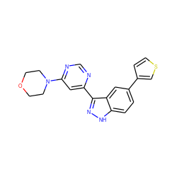 c1nc(-c2n[nH]c3ccc(-c4ccsc4)cc23)cc(N2CCOCC2)n1 ZINC000225559787