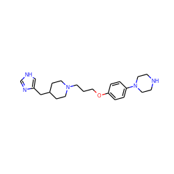c1nc(CC2CCN(CCCOc3ccc(N4CCNCC4)cc3)CC2)c[nH]1 ZINC000028570810