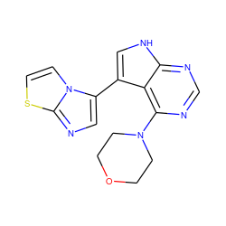 c1nc(N2CCOCC2)c2c(-c3cnc4sccn34)c[nH]c2n1 ZINC000224894570