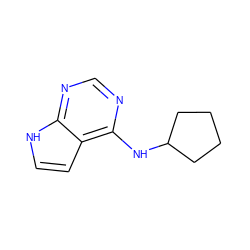 c1nc(NC2CCCC2)c2cc[nH]c2n1 ZINC000082358953