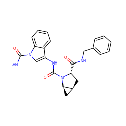 [NH]C(=O)n1cc(NC(=O)N2[C@H](C(=O)NCc3ccccc3)C[C@H]3C[C@H]32)c2ccccc21 ZINC000473179541
