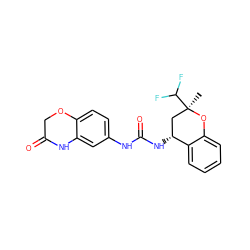 C[C@@]1(C(F)F)C[C@@H](NC(=O)Nc2ccc3c(c2)NC(=O)CO3)c2ccccc2O1 ZINC000143411976