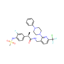 C[C@@H](C(=O)NCc1ccc(C(F)(F)Cl)nc1N1CCN(c2ccccc2)CC1)c1ccc(NS(C)(=O)=O)c(F)c1 ZINC000146133702