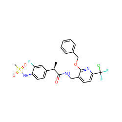 C[C@@H](C(=O)NCc1ccc(C(F)(F)Cl)nc1OCc1ccccc1)c1ccc(NS(C)(=O)=O)c(F)c1 ZINC000146124639