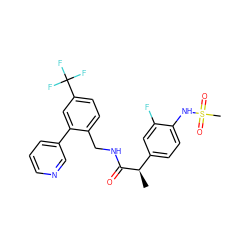C[C@@H](C(=O)NCc1ccc(C(F)(F)F)cc1-c1cccnc1)c1ccc(NS(C)(=O)=O)c(F)c1 ZINC000145684465