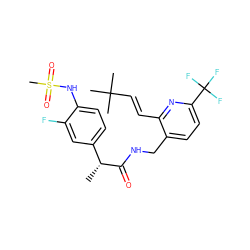 C[C@@H](C(=O)NCc1ccc(C(F)(F)F)nc1/C=C/C(C)(C)C)c1ccc(NS(C)(=O)=O)c(F)c1 ZINC000146607032