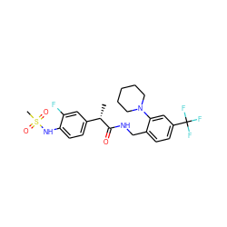 C[C@H](C(=O)NCc1ccc(C(F)(F)F)cc1N1CCCCC1)c1ccc(NS(C)(=O)=O)c(F)c1 ZINC000034946462