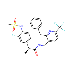 C[C@H](C(=O)NCc1ccc(C(F)(F)F)nc1Cc1ccccc1)c1ccc(NS(C)(=O)=O)c(F)c1 ZINC000299835001