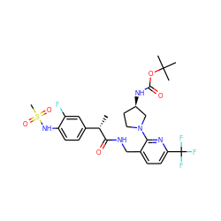 C[C@H](C(=O)NCc1ccc(C(F)(F)F)nc1N1CC[C@@H](NC(=O)OC(C)(C)C)C1)c1ccc(NS(C)(=O)=O)c(F)c1 ZINC000095575806
