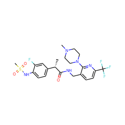C[C@H](C(=O)NCc1ccc(C(F)(F)F)nc1N1CCN(C)CC1)c1ccc(NS(C)(=O)=O)c(F)c1 ZINC000095579762