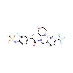 C[C@H](C(=O)NCc1ccc(C(F)(F)F)nc1N1CCOCC1)c1ccc(NS(C)(=O)=O)c(F)c1 ZINC000060326576