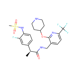 C[C@H](C(=O)NCc1ccc(C(F)(F)F)nc1OC1CCNCC1)c1ccc(NS(C)(=O)=O)c(F)c1 ZINC000060329094