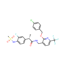 C[C@H](C(=O)NCc1ccc(C(F)(F)F)nc1OCc1ccc(Cl)cc1)c1ccc(NS(C)(=O)=O)c(F)c1 ZINC000096270895