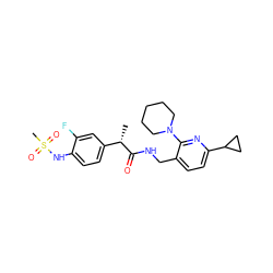 C[C@H](C(=O)NCc1ccc(C2CC2)nc1N1CCCCC1)c1ccc(NS(C)(=O)=O)c(F)c1 ZINC000299854877