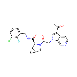 CC(=O)c1cn(CC(=O)N2C[C@@H]3C[C@@H]3[C@H]2C(=O)NCc2cccc(Cl)c2F)c2cnccc12 ZINC000147826070