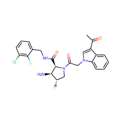 CC(=O)c1cn(CC(=O)N2C[C@H](F)[C@@H](N)[C@H]2C(=O)NCc2cccc(Cl)c2F)c2ccccc12 ZINC000148261937