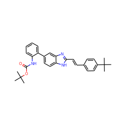 CC(C)(C)OC(=O)Nc1ccccc1-c1ccc2[nH]c(/C=C/c3ccc(C(C)(C)C)cc3)nc2c1 ZINC000117143008
