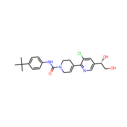 CC(C)(C)c1ccc(NC(=O)N2CC=C(c3ncc([C@H](O)CO)cc3Cl)CC2)cc1 ZINC000043200364